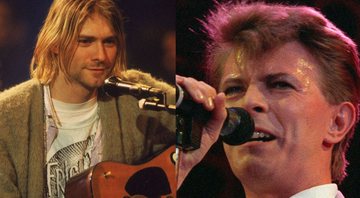 None - Kurt Cobain em cena do MTV Unplugged (Foto: Divulgação/MTV)/ David Bowie (Foto: Joe Schaber/AP)