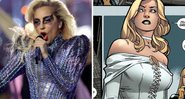 Lady Gaga se apresenta no Superbowl Halftime Show 2017 (Foto: Ronald Martinez/Getty Images) e Emma Frost nos quadrinhos (Foto: Reprodução/Marvel)