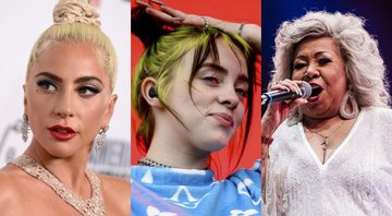 None - Lady Gaga (Foto:Jordan Strauss/Invision/AP), Billie Eilish (Britta Pedersen/DPA/AP Images) e Alcione (AP Images)