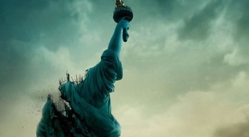 Detalhe do cartaz de Cloverfield: Monstro, com a Estátua da Liberdade destruída - Reprodução