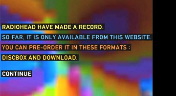 A mensagem: "O radiohead gravou um disco. Por enquanto, ele só está disponível aqui..." - Reprodução