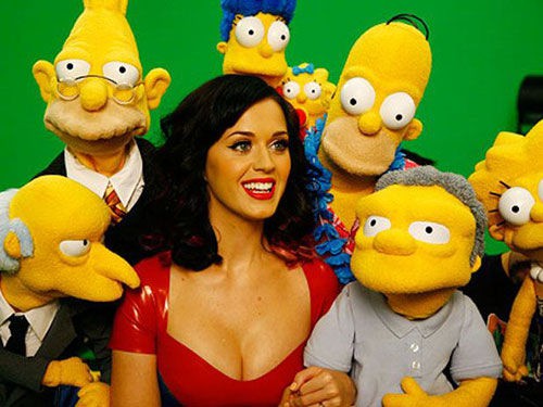 Katy Perry ao lado dos fantoches dos personagens de Os Simpsons; episódio vai ao ar nos EUA em dezembro
