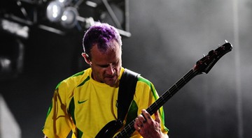 O baixista usou uma camisa da Seleção Brasileira durante a apresentação no Rock in Rio, em setembro deste ano - Foto: AP