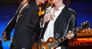 Na foto, Steven Tyler e Joe Perry: Aerosmith entra em estúdio esta semana para gravar o primeiro álbum de inéditas em uma década - AP