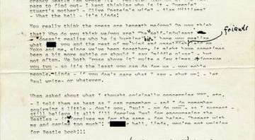 Carta de John Lennon a Paul McCartney será leiloada - Reprodução/Telegraph/Profiles in History