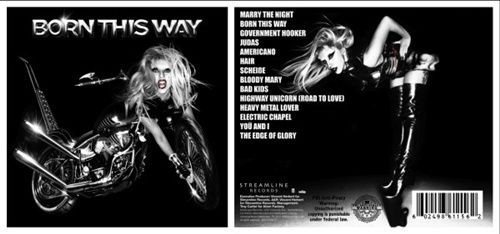 A capa e a contracapa de Born This Way, de Lady Gaga (versão padrão)
