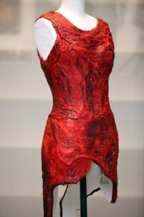 O vestido de carne de Lady Gaga está exposto no Hall da Fama do Rock and Roll