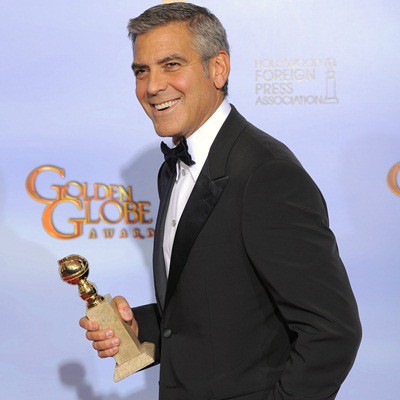 George Clooney com seu Globo de Ouro