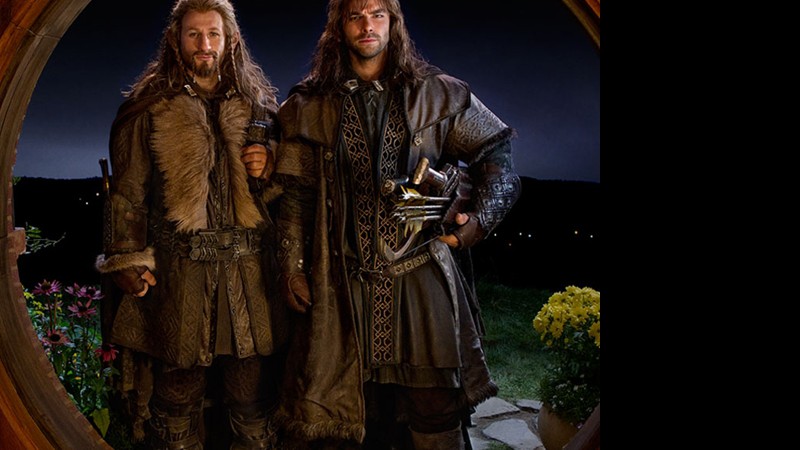 Dean O'Gorman é Fili (dir.) e Aidan Turner é Kili em O Hobbit: Uma Viagem Inesperada