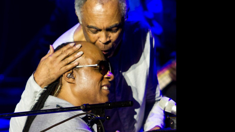 Gilberto Gil e Stevie Wonder em clima de cumplicidade no Rio de Janeiro