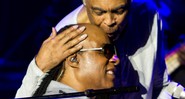 Gilberto Gil e Stevie Wonder em clima de cumplicidade no Rio de Janeiro - Marcos Hermes/Divulgação