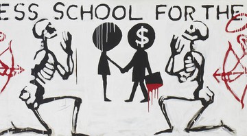 Pintura de Thom Yorke e Stanley Donwood chamada “Business School For The Dead” - Reprodução / Bonhams 