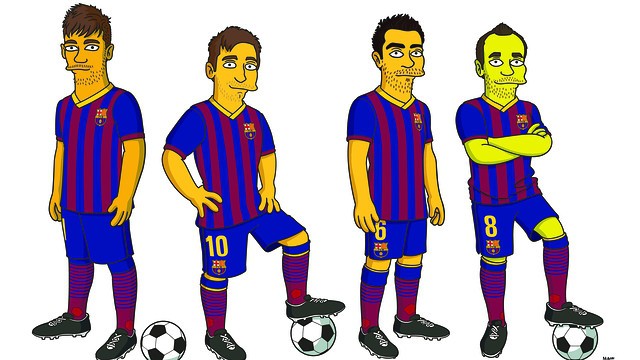 Neymar, Messi, Xavi, Iniesta 