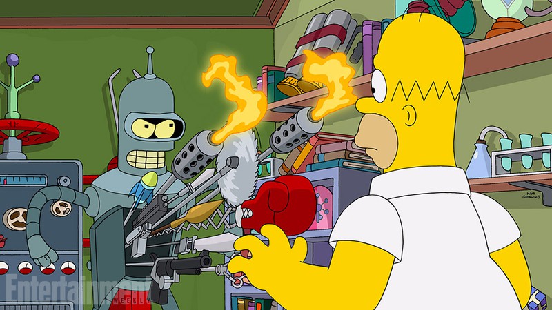 Bender, de Futurama, e Homer Simpson