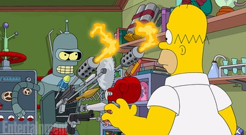 Bender, de Futurama, e Homer Simpson - Reprodução/EW
