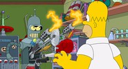 Bender, de <i>Futurama</i>, e Homer Simpson - Reprodução/EW