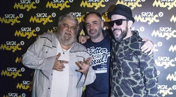 Os produtores Miranda, Zegon e Dudu Marote durante o laçamento dos selos Tralalá, Ganzá e Buuum - Luisa Dorr/Noize