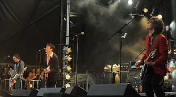 Paul Westerberg, Dave Minehan, Tommy Stinson e Josh Freese com o The Replacements, no Shaky Knees Music Festival, em maio de 2014, em Atlanta. - Robb D. Cohen/AP