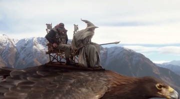 Cena do vídeo de bordo da companhia aérea Air New Zealand com personagens de O Senhor dos Anéis e O Hobbit - Reprodução / Vídeo
