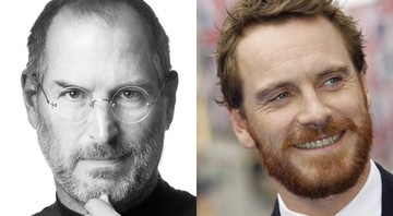 Steve Jobs, fundador da Apple, e o ator Michael Fassbender - Montagem