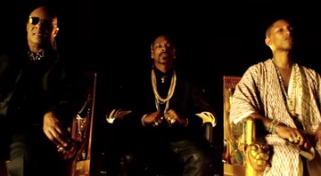 Rapper com Stevie Wonder e Pharrell no clipe de "California Roll" - Reprodução/vídeo