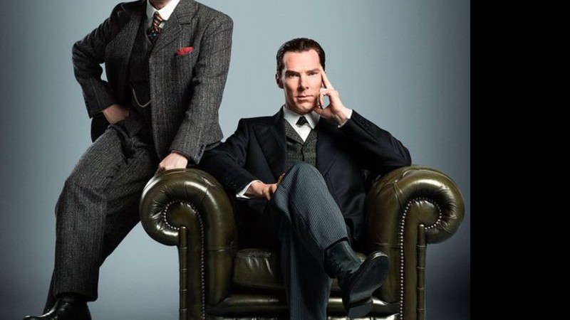 Benedict Cumberbatch e Martin Freeman em imagem promocional do especial de Sherlock