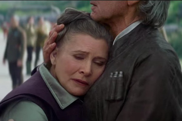 Carrie Fisher, a Princesa Leia, em Star Wars: Episódio VII - O Despertar da Força