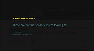 Página do serviço anti-spoiler do Chrome para Star Wars: Episódio VII – O Despertar da Força - Reprodução