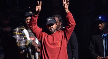 Kanye West durante o evento no Madison Square Garden (em Nova York, Estados Unidos), no qual ele lançou o álbum The Life of Pablo e a coleção Yeezy Season 3 - Rex Features/AP