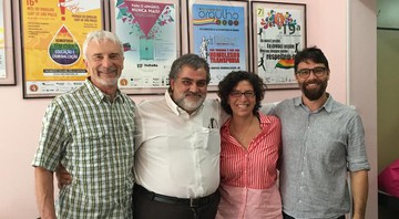 Da esquerda para direita: Bill Bowling, Fernando Quaresma (Associação Parada do Orgulho LGBT), Cristina Abi (O2 Filmes) e Eduardo Raccah (SPCine).