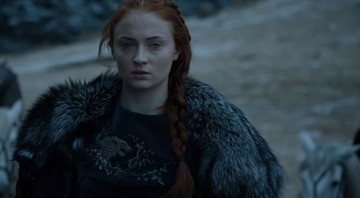 Sansa Stark (personagem de Sophie Turner) em cena de trailer da sexta temporada de <i>Game of Thrones</i> - Reprodução/Vídeo