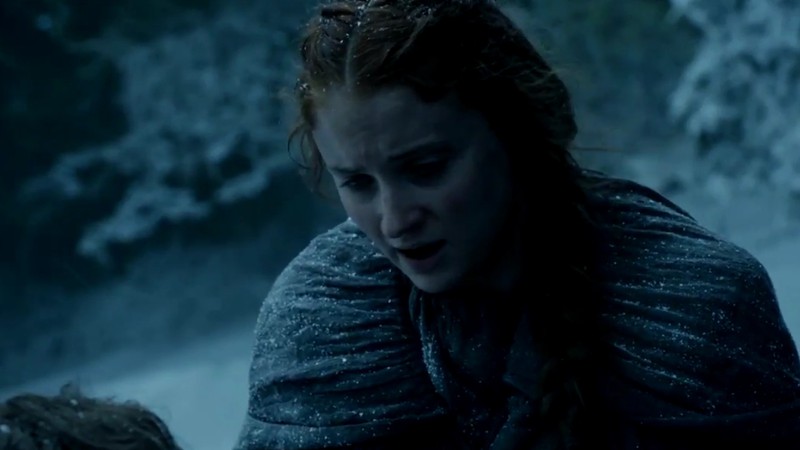 A atriz Sophie Turner na pele da personagem Sansa Stark em cena da sexta temporada de Game of Thrones