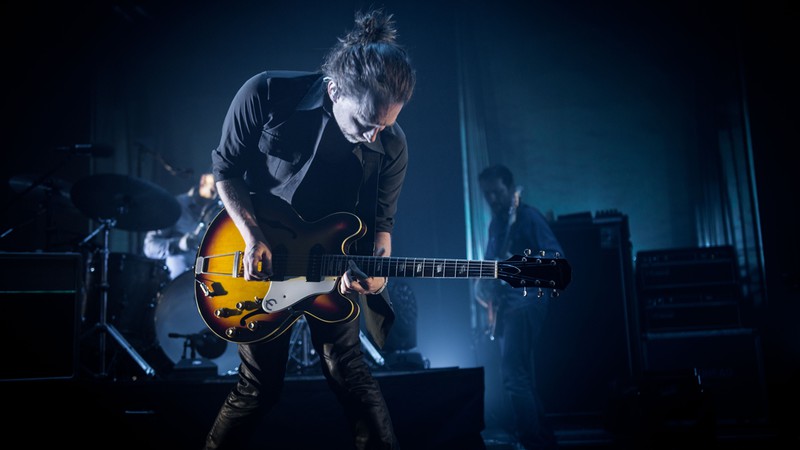 Thom Yorke durante show do Radiohead em Londres, em maio de 2016