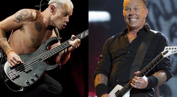 Flea (baixista do Red Hot Chili Peppers) e James Hetfield (vocalista e guitarrista do Metallica) - AP