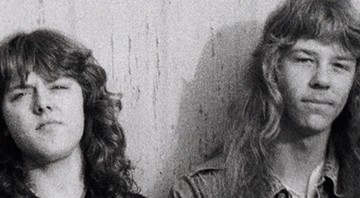 Lars Ulrich e James Hetfield, do Metallica, em cena da série documental <i>Landmark – Metallica: The Early Years</i>, do Spotify - Reprodução/Vídeo