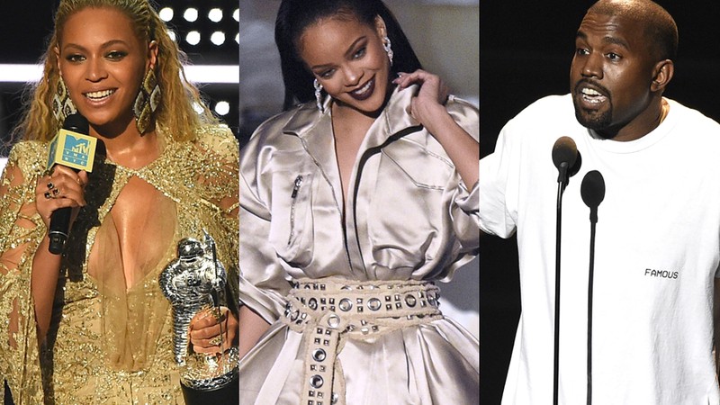 Beyoncé, Rihanna e Kanye West na edição 2016 da premiação VMA, da MTV norte-americano