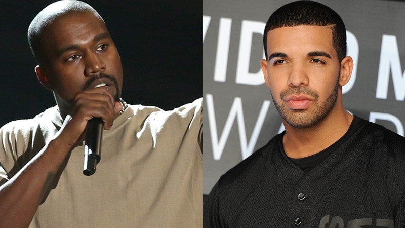 Os rappers Kanye West e Drake