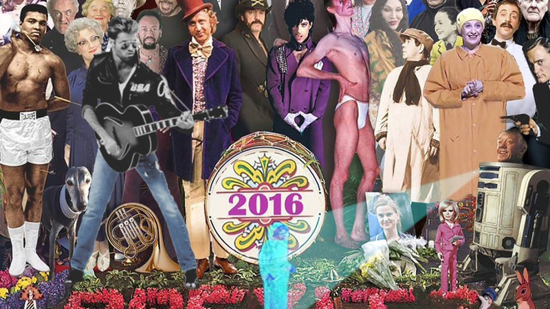 Capa do disco <i>Sgt. Pepper's Lonely Hearts Club Band</i>, dos Beatles, recriada com imagens de personalidades que morreram em 2016 e fatos marcantes do ano - Reprodução/Tumblr