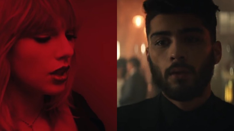 Taylor Swift e Zayn Malik em cena do clipe de “I Don't Wanna Live Forever”, trilha do filme Cinquenta Tons Mais Escuros