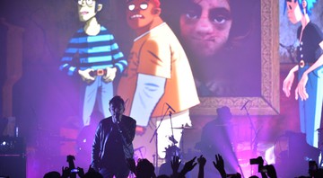 Damon Albarn à frente do Gorillaz durante show em Londres, na Inglaterra, em março de 2017 - Mark Allan/Invision/AP