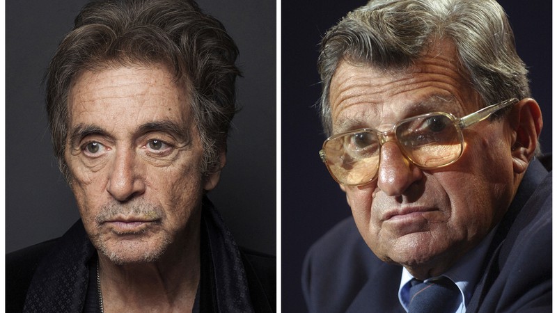 Al Pacino (à direita) interpretará Joe Paterno (à esquerda) em filme dirigido por Barry Levinson