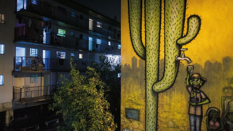 Engajado
Pintura de Mundano no conjunto habitacional Parque do Gato, em São Paulo, em 2014
