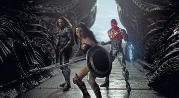 <b>Unidos Venceremos</b><br>
Jason Momoa (Aquaman), Gal Gadot (Mulher-Maravilha) e Ray Fisher (Cyborg) em ação
 - Divulgação