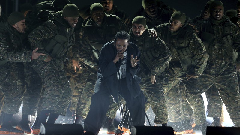 Kendrick Lamar em sua performance no Grammy 2018