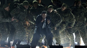Kendrick Lamar em sua performance no Grammy 2018 - Matt Sayles/Invision/AP
