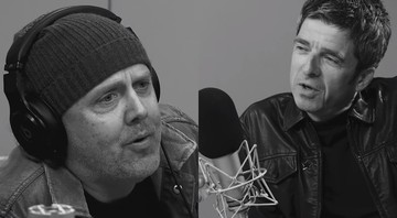 Lars Ulrich, baterista do Metallica, e Noel Gallagher, ex-Oasis, em entrevista na rádio da Apple Music, a Beats 1 - Reprodução/Vídeo