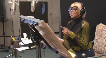 Mary J. Blige gravando vozes para a animação <i>Gnomeu e Julieta: O Mistério do Jardim</i> - Divulgação