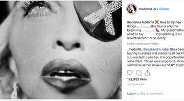 None - Post do Instagram da cantora Madonna (Foto: Reprodução)