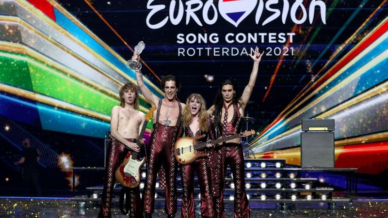 Måneskin no Festival Eurovision da Canção em 2021 (Foto: Dean Mouhtaropoulos / Getty Images)