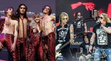 Måneskin (Foto: Dean Mouhtaropoulos/Getty Images) e Guns N' Roses (Foto: Abaca Press/AP)